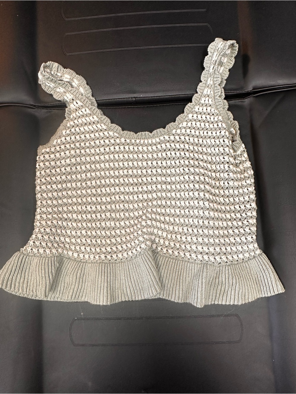 Sincerely Jules Cream Cropped Knit Tank with Ruffle Hem